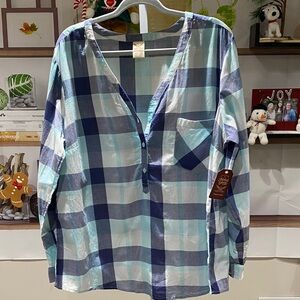 Faded Glory Multicolor Plaid Shirt. XXL. 25 Ptp. NWT